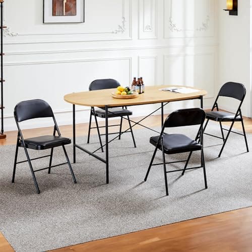 Sweetcrispy Folding Chair 12 Pack, Leather Padded Folding Chairs, Sturdy Metal Foldable Chairs, Easy to Use and Store, Outdoor and Indoor, for Home, Office, Party, Comfy 8