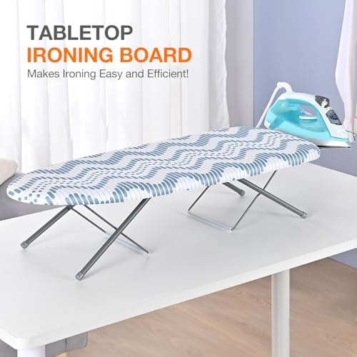 APEXCHASER Tabletop Ironing Board with Iron Rest, Small Ironing Board, Extra Thick Cover, Portable Tabletop Ironing Board with Non-Slip Feet for Home Travel Use 5