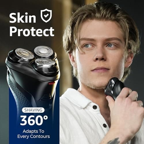 rategist Electric Razor for Men, Rechargeable Electric Shaver, Waterproof Wet Dry Cordless Razor, Adjustable Speeds, with Nose Hair Trimmer, Sideburns Trimmer,Dark Black, Stylish Fashion 6