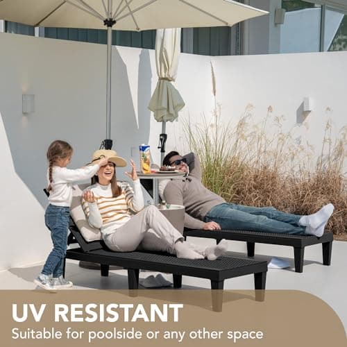 Devoko Outdoor Chaise Lounge Chair Set of 2 for Outside Pool Patio, Adjustable Waterproof Easy Assembly Chaise Lounge Outdoor (Black, Set of 2) 7
