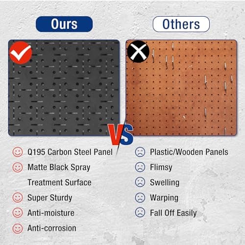 WORKPRO 60" Adjustable Workbench with 2 Pack Metal Pegboard, Rubber Wood Top Heavy-Duty Workstation, 2000 LBS Load Capacity Hardwood 6