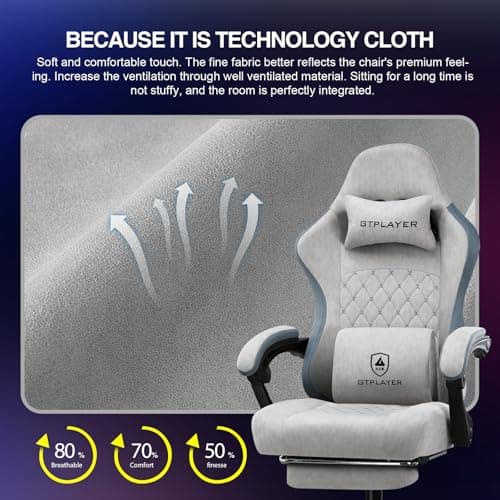 GTPLAYER Gaming Chair, Computer Office Chair with Pocket Spring Cushion, Linkage Armrests and Footrest, High Back Ergonomic Computer Chair with Lumbar Support Task Chair with Footrest 7