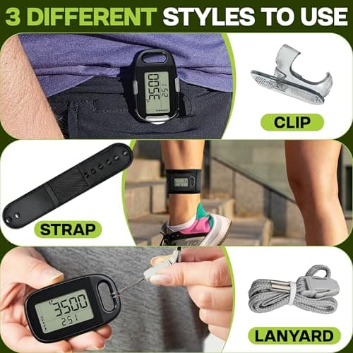 Ankle Pedometer Step Counter for Walking - Distance Counter - Activity Tracker with Clip On for Walking Steps and Miles - Ankle Band & Lanyard & Removable Clip are Included - No App Required 5