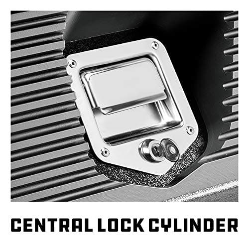 Powerbuilt 26 Inch Portable Slant Front Rapid Toolbox Tiered Stairstep Tool Holders, 16 Gauge Steel, Chrome Hardware, Weather-Resistant Lockable Polymer Lid, Grey, 240111 6