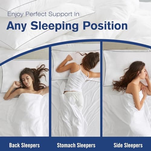 Higoom Standard Size Bed Pillows for Sleeping 4 Pack,Luxury Hotel Pillows,Comfortable and Supportive,Machine Washable,Suitable for Stomach,Back and Side Sleepers. 7