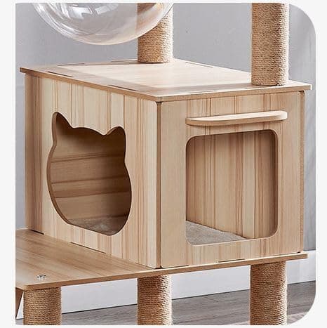 Oceskyha Cat Tree, Modern Cat Tree Tower for Indoor Cats - 67"" Tall Wooden Condo with Hammock, Scratching Post and Toy for Large Cats ，Pet Home(Style B12X) 7