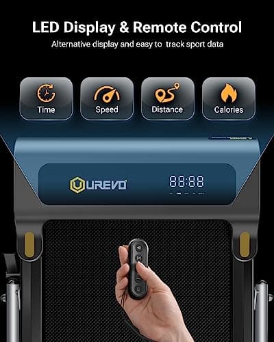 UREVO Walking Pad Treadmills for Home Small, Under Desk Treadmill, Compact Design Walking Pad 2 in 1 for Home/Office, Portable Walking Pad Treadmill with Remote Control, LED Display 8