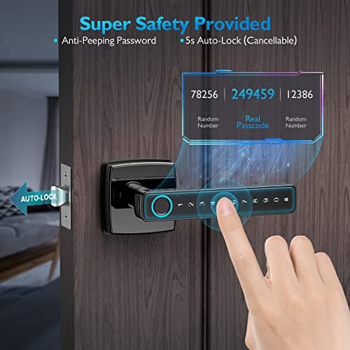 AppLoki Fingerprint Door Lock, Keyless Entry Door Lock with Bluetooth, Touchscreen Keypad Deadbolt Lock with Reversible Handle, App Control, Key, Code, Biometric Smart Lock for Home Bedroom Apartment 9