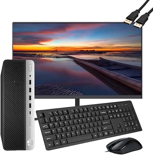 HP ProDesk 600 G3 SFF Desktop Computer with 21.5" FHD Monitor, Intel Quad Core i5-6500, 16GB DDR4, 256GB SSD, DisplayPort, Keyboard & Mouse, WiFi, BT, Windows 11 Pro (Renewed), Black