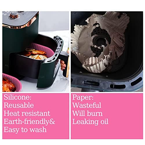 Air Fryer Silicone Liners 9 inch for 5 to 9 QT, 4 Pack Reusable Square Airfryer Basket Bowl Tray Insert Deep Fryer Parts&Accessories (4, 9 inch) 2
