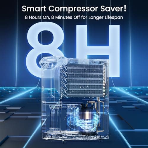 5,300 Sq.Ft Most Efficient Energy Star 2024 Dehumidifier,Vellgoo Max 120 Pint/D Compressor Dehumidifier for Basement with Drain Hose, Smart Humidity Control for Home, Large Rooms(Grey) 8