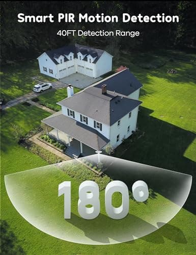 winees Floodlight Camera, Wired 2K HD Dual-Lens Outdoor Security Camera, 180 Degree Panoramic Motion Detection, 3000 Lumens, Color Night Vision, 110dB Siren, 2-Way Audio (White) 5