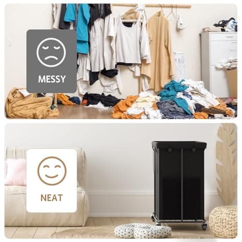 150L Large Laundry Basket with Wheels, Rolling Laundry Hamper with Removable Laundry Bag & Metal Frame, Oxford Fabric Dirty Clothes Hampers for Bedroom, Laundry Room, Bathroom, Dorm(Black) 7