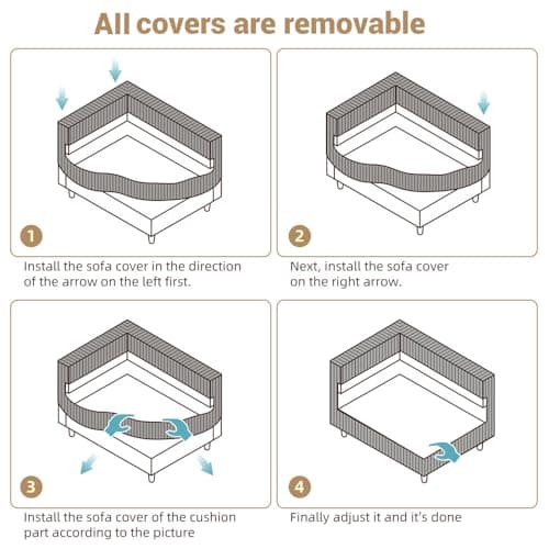 MJQFVM 104.3'' Cloud Couch, 4 Deep Seat Convertible Modular Sectional Sofa, Plush Corduroy & Memory Foam Couches with 6 Soft Pillows for Living Room, Apartment (Beige, 104.3'') 7