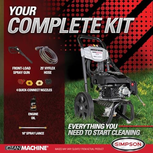 Simpson Cleaning 2900 PSI Gas Pressure Washer, 2.4 GPM Power Washer with Siphon Hose and 25-Foot HyFlex Hose, Clean Machine, 49-State (CM61455) 5