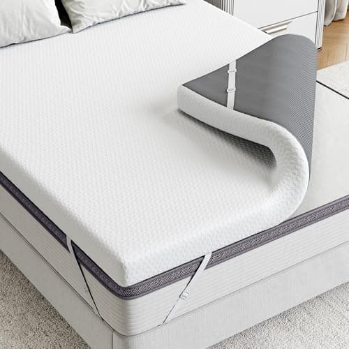 LIKIMIO Mattress Topper Queen, 3 Inch Cooling Gel Memory Foam Mattress Topper with Ice Silk Cover, Dual Layer Ventilated Foam for Pressure Relief, 3D Mesh & Firmness, CertiPUR-US Certified