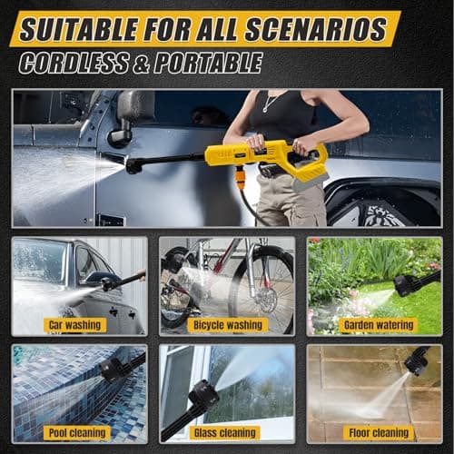 FormiPow Cordless Pressure Washer for DeWalt 20V Battery, 21000RPM Portable Handheld Power Washer with 6-in-1 Nozzle & Foam Cannon, Ideal for Car, Fence, Floor, Wall Cleaning (Battery Not Included) 6