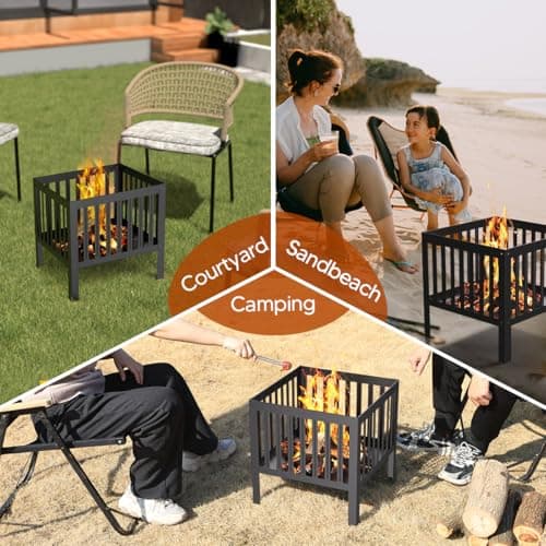 15.7 inch Small Fire Pit for Outside, Outdoor Wood Burning Fire Pit, Small Bonfire Pit,Firepit Bowl for Patio Camping Backyard Deck Picnic Porch 6