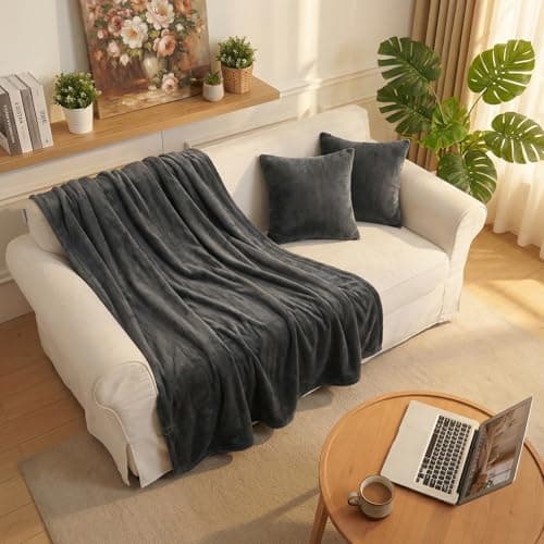 Westinghouse Heated Blanket, Electric Throw Blanket with 10 Heating Levels, 12 Hours Auto Off, Overheat Protection, Machine Washable, Flannel (Twin, 62x84 Inches, Charcoal) 5