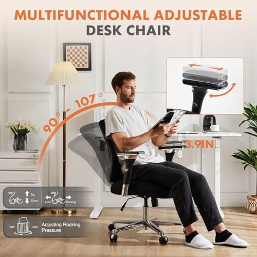 Sweetcrispy Ergonomic 500lbs Wide Heavy Duty Big and Tall Home Office Chair with Adjustable Lumbar Support and Wheels, 3D Armrest, for Adults 7