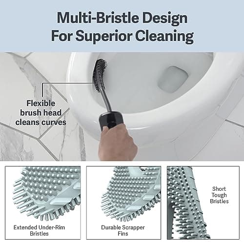 Casabella Hygienic Toilet Bowl Brush with Caddy, Black 5