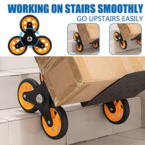 SHZOND Stair Climber Hand Truck, Heavy-Duty Hand Truck Dolly 330 Lbs Capacity, Foldable Trolley Stair Climber Cart with 12.2" x 11.6" Nose Plate and 6 Wheels 5