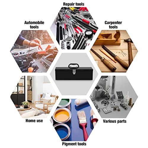 Torin ATB202B 19" Portable Steel Tool Box Hip Roof Style Storage Organizer with Metal Latch Closure and Removable Storage Tray, Black 7