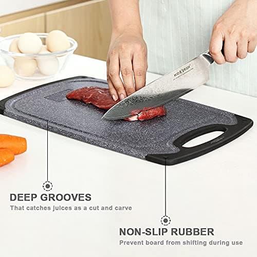Cutting Boards for Kitchen, Large-Small Cutting Board Set of 3, Dishwasher Safe, Juice Groove, Easy Grip Handle, Non-Slip Rubber Cutting Board 7