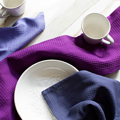 Cotton Craft 12 Pack Multicolor Kitchen Towels 16x28 Inches- Pure Cotton, Absorbent Waffle Weave 5