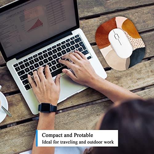 Atufsuat Small Mouse Pad 6 x 7 Inch, Oval Mini Mouse Pad with Non-Slip Rubber Base, Waterproof Compact Mouse Mat for Laptop Computer Wireless Mouse Keyboard Tray Home Office Travel, Abstract Marble 7