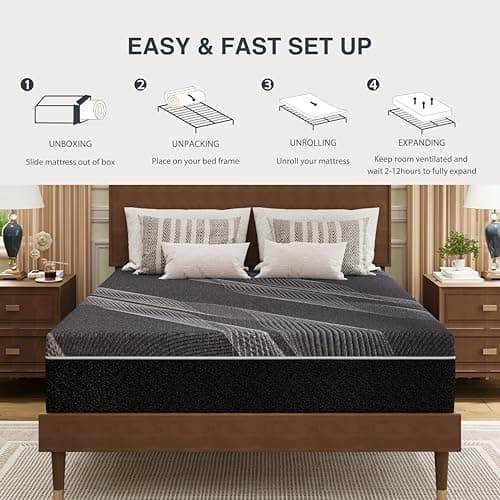 Dyonery Queen Size Mattress, 10 Inch Gel Memory Foam, Cooling & Back Pain Relief, CertiPUR-US Certified, Fiberglass Free, Foam Made in USA, Medium 7