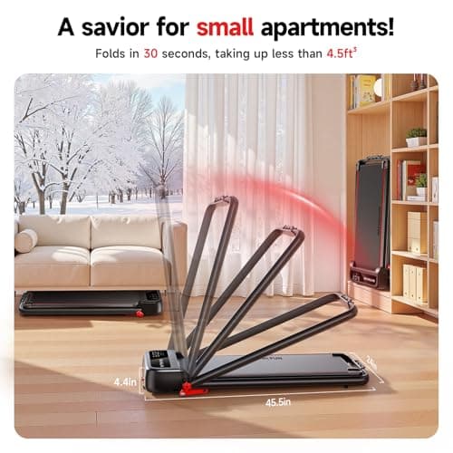 RHYTHM FUN Treadmill with Incline, Walking Pad with Handle Bar,300lbs Walking Pad with APP, Portable Folding Walking Treadmills for Home/Office with Low Noise 5