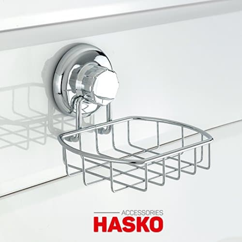 HASKO Suction Cup Soap Dish for Shower Wall, Rustproof Stainless Steel Shower Soap Holder Suction, Bathtub Bathroom Bar Soap Holder (Chrome) 2