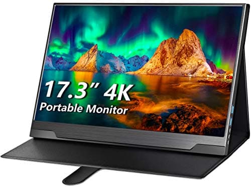 cocopar Portable Monitor 4K - 17.3 Inch UHD FreeSync HDR IPS 130% sRGB 3840x2160 Lightweight Eye Care Computer Display with Type-C mini DP HDMI for Xbox PS4/5 Laptop PC Mac, with Smart Case VESA