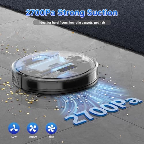 Tikom Robot Vacuum and Mop Combo, Robot Vacuum Cleaner with Powerful Suction, Super Thin, Self-Charging Robotic Vacuum Cleaner for Carpet, Pet Hair, Hard Floors, APP & Remote Control 5
