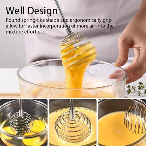 Lelasety Stainless Steel Spring Coil Whisk 1 Pack, Wire Whip Egg Beater, Kitchen Cookware Hand Mixer For Cooking, Mixing, Blending, Beating, Stirring, 8.7Inch 7