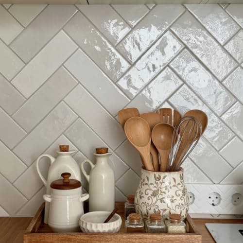 JIEMEI HOME Kitchen Utensil Holder, 6.3" Ceramic Rustic Utensil Crock for Countertop, Farmhouse Cooking Tool Organizer, Spatula Holder For Kitchen Decor, Brown Floral 8