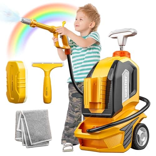 Car Wash Toys for Kids Ages 3-8, Manual Pressure Washer with 60oz Tank, Realistic Pretend Play Cleaning Set with Sponge & Towel, Outdoor Garden Water Toys Gift for Toddler Boys Girls