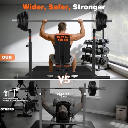 Fostoy Weight Bench Set, 770lbs Bench Press Rack, Adjustable Weight Benches for Home Gym, Olympic Workout Bench for Full Body Training, Flat Incline Bench With Removable Foot Catch 5