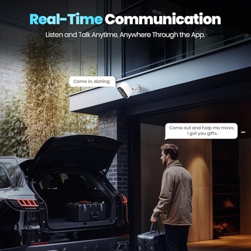 Techage Security Cameras Wireless Outdoor, 2K Battery Powered Cameras for Home Security with AI Motion Detection, 2.4G WiFi, Color Night Vision, 2-Way Talk, IP66 Waterproof, Cloud/SD Storage 2 Pack 6