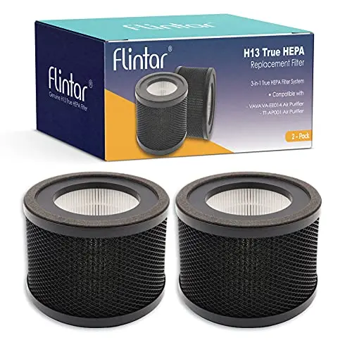 Flintar TT-AP001 Replacement Filter, Compatible with TaoTronics TT-AP001 Air Purifier and VAVA VA-EE014 Air Purifier, 3-in-1 H13 Grade Filtration and Activated Carbon Filter Set, 2-Pack