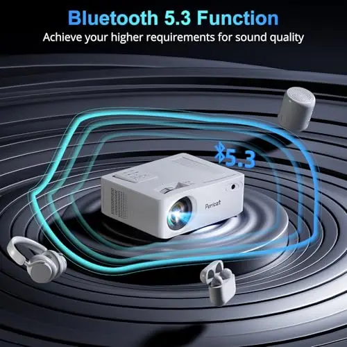 5G WiFi Bluetooth Projector, Native 1080P Outdoor Movie Projector with 200" Display, 380ANSI Home Theater Video Projector 4K Supported, LED Video Projector Compatible with TV Stick, Phone/PC 5