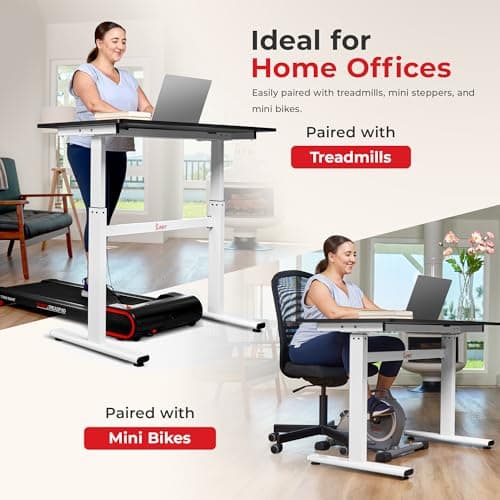 Sunny Health & Fitness Multi-Purpose Air-Drive Adjustable Standing Desk, Pneumatic Air Lifting, Electricity-Free, Scratch-Resistant Surface with up to 47.2" Height, Treadmill Compatible SF-A023001 5