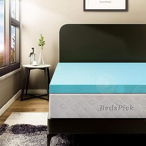 BedsPick 3 Inch Twin XL Memory Foam Mattress Topper - College Dorm Gel Cooling Single Extra Long Bed Toppers - CertiPUR-US - Plush Pad for Pressure Relief - Ventilated and Breathable
