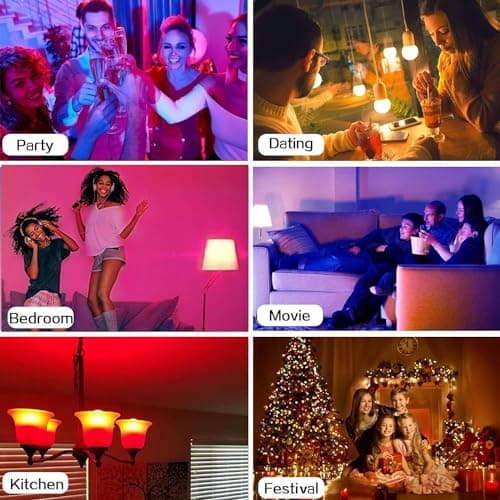AFINSEA RGB Color Changing Light Bulbs,RGB LED Light Bulbs,9W Warm White 6500K,40W Equivalent,16 Color Multicolor A19 E27/E26 Dimmable Memory Function, for Home Decoration,Stage,Bar,Party 4