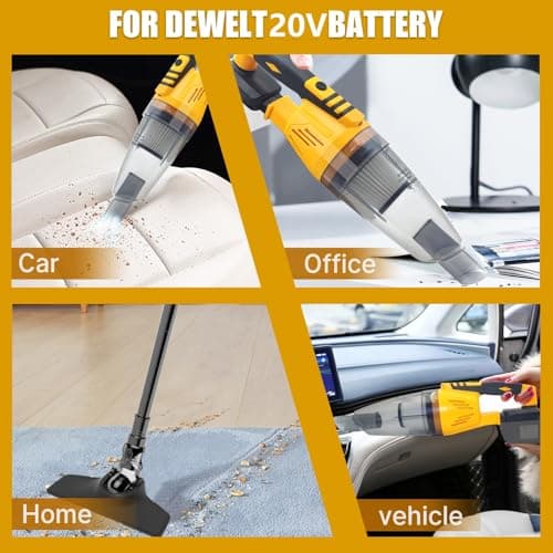 Cordless Handheld Vacuum Cleaner for DEWALT 20V Batteries, Portable Vehicle Vacuum Cleaner, with 3*Filters and 2*Extensible Tubes for Hard Floor Car Pet Hair Cleaning (with 2 * 5.0Ah Batteries) 5
