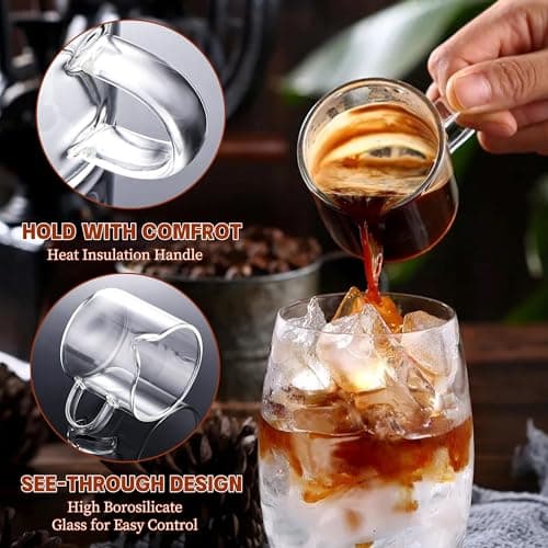 Gulex Espresso Cups, Glass Coffee Espresso Cups with Pour Spout, 4 oz, Clear, Set of 2 (Set of 2) 7