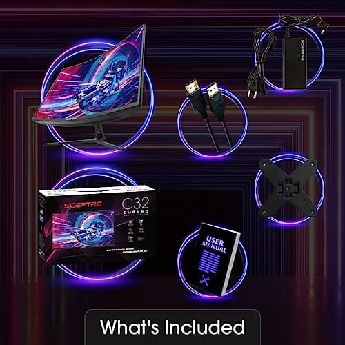 Sceptre 32-inch Curved Gaming Monitor Overdrive up to 240Hz DisplayPort 165Hz 144Hz HDMI AMD FreeSync Build-in Speakers, Machine Black (C325B-185RD) 8