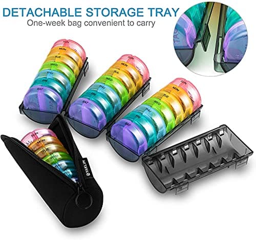 ［Upgrade］ Monthly Pill Organizer 2 Times A Day,One Month Box AM PM,Daily Cases Large 4 Week,Medication 28 Days Dispenser for Pills,Fish Oils, Vitamin,Supplement(Rainbow)… 6