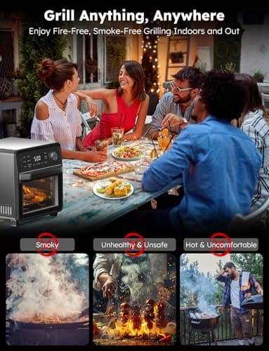 Nuwave Plug-In Grill Air Fryer Oven Combo w/Sheath Heaters, Authentic Char Flavor, 2024 New Convection System, 2X More Even, 100 Presets, Smarter Probe, 50-550°F, Stainless Steel 9